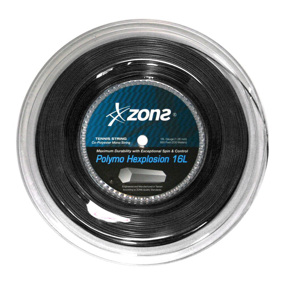 Rollo Cuerda Tenis POLYMO HEXPLOSION 16L/1.28 Negro