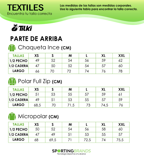Guía de tallas Tilki