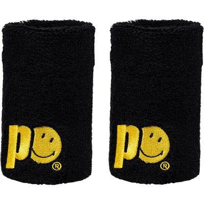 Muñequeras Larga Prince x Smiley Negro Par
