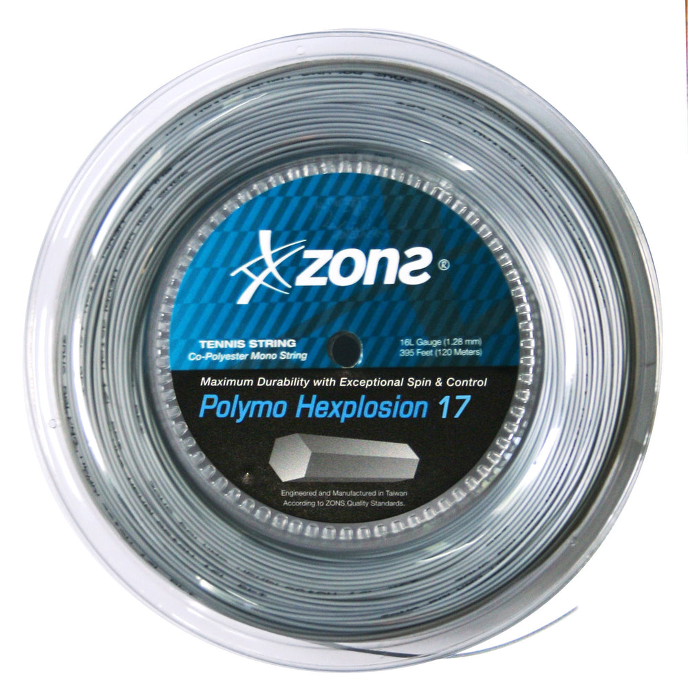 Rollo Cuerda Tenis POLYMO HEXPLOSION 1.23 / 17 120m Plata