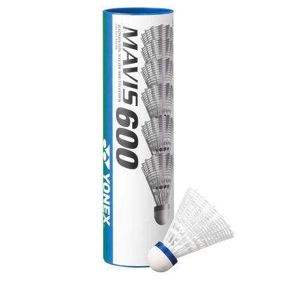 Plumilla Bádminton Mavis 600 Blanca Medium x6 Yonex