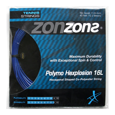 Set Cuerda Tenis POLYMO HEXPLOSION 16L/1.28mm Azul Oscuro